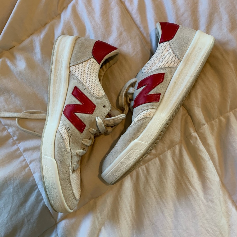 New Balance 300 Rev lite white and red sneakers